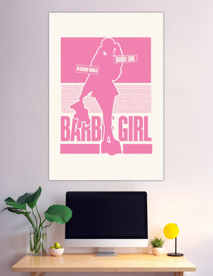 Pink Barbie Girl retro silhouette pop art poster