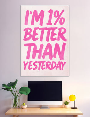 Hot pink brush lettering motivational quote poster on blush background