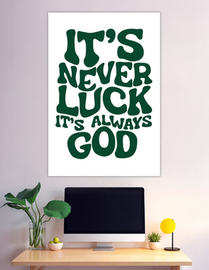 Bold green retro typography faith quote poster
