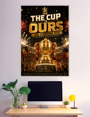 RCB Champions 2026 IPL trophy victory celebration poster