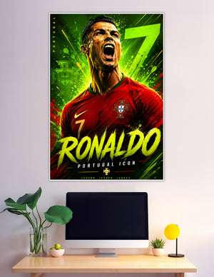 Ronaldo Portugal number 7 illustrated football legend poster