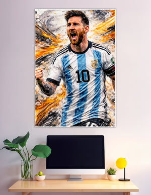 Messi Argentina number 10 jersey celebration fire art poster