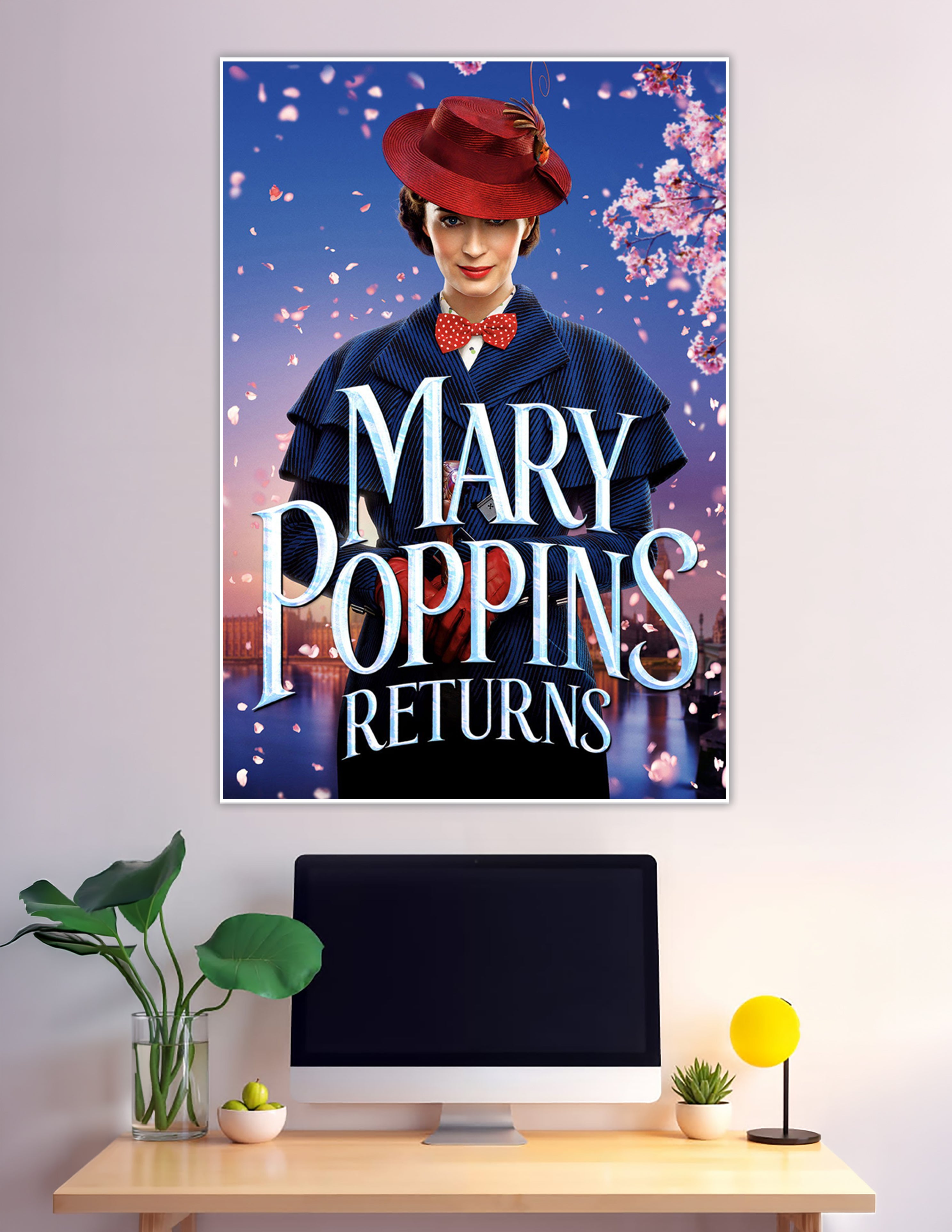Mary Poppins Returns official movie poster with cherry blossoms