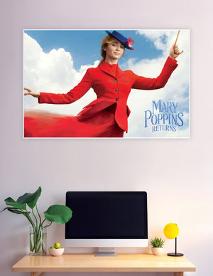Mary Poppins Returns poster Emily Blunt red coat flying