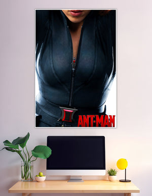 Ant-Man Marvel poster featuring Black Widow tactical suit close-up