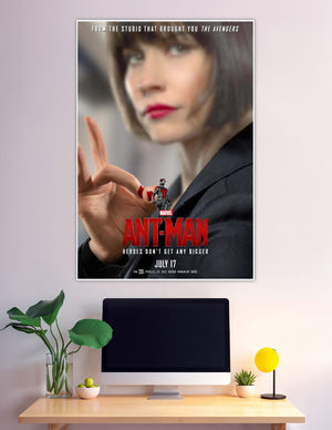 Marvel Ant-Man movie poster tiny hero on fingertip