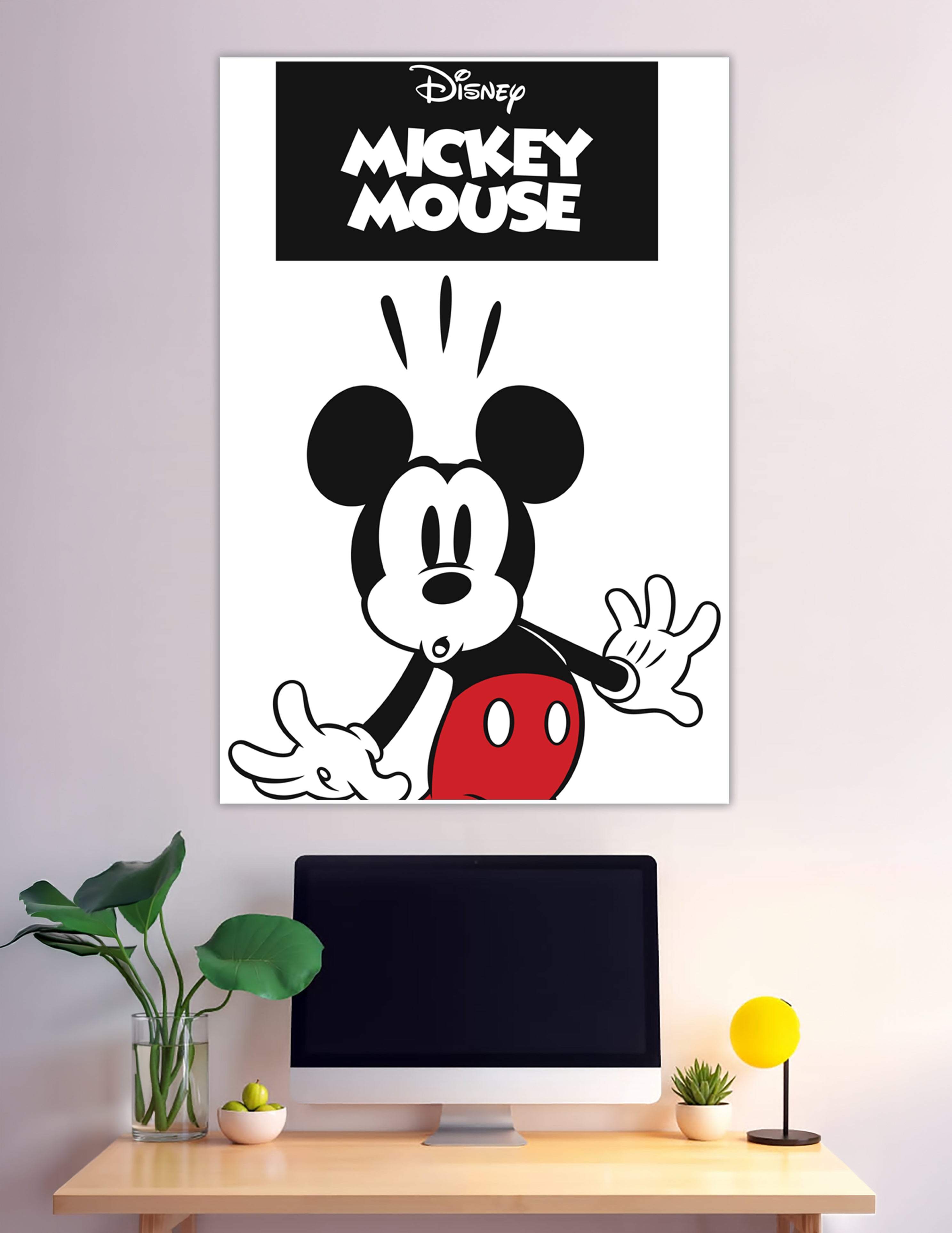 Classic Disney Mickey Mouse black white red character poster