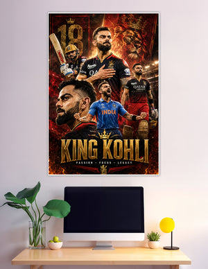 King Kohli Virat Kohli RCB India cricket fire poster