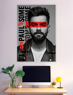 Bold Nike Paul black and white portrait poster with red overlay
