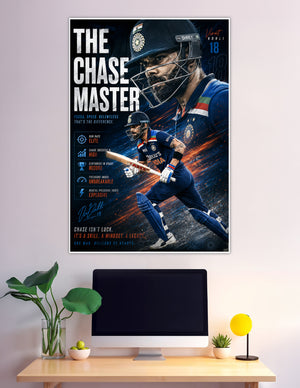 Virat Kohli Chase Master India cricket number 18 poster