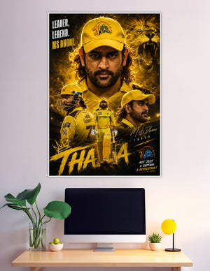 MS Dhoni Thala Chennai Super Kings yellow cricket poster