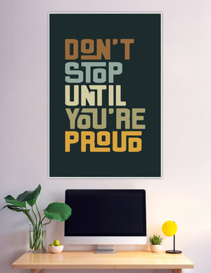 Bold retro typography motivational poster on dark teal background