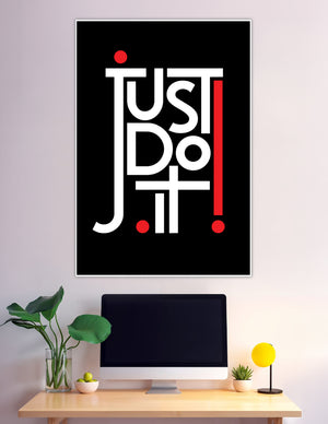 Bold Just Do It typography poster black red white