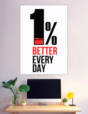 Bold black and red 1% Better Every Day motivational poster