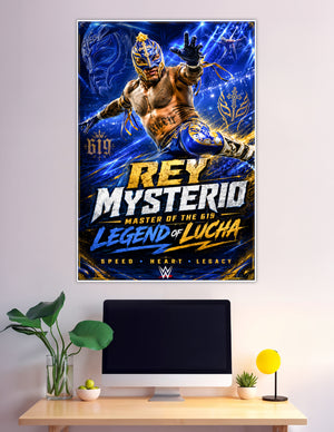 Rey Mysterio WWE Legend of Lucha 619 poster blue gold