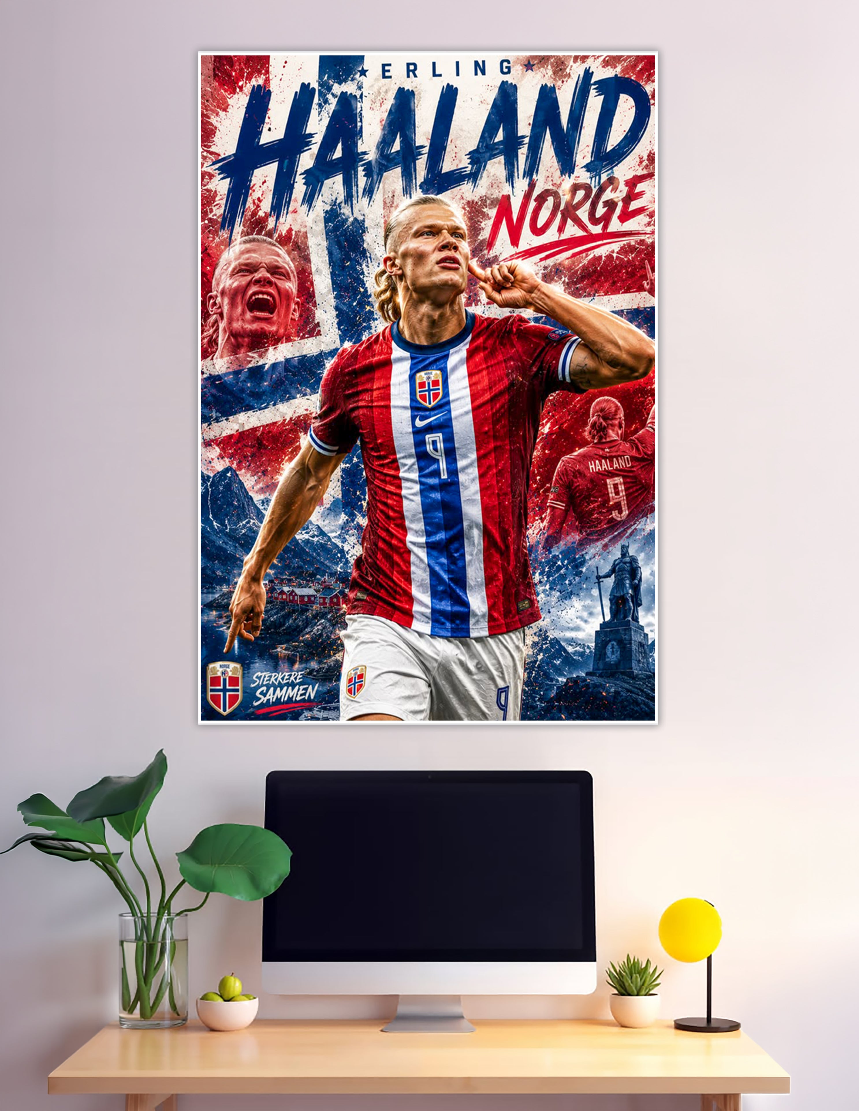 Erling Haaland Norway number 9 national team football poster