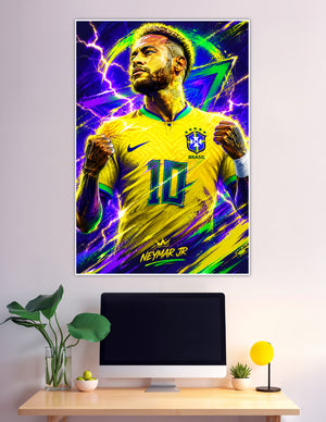 Neymar Jr Brazil number 10 electric lightning art poster