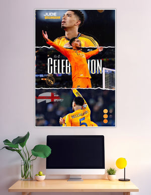 Jude Bellingham celebration poster Real Madrid orange kit
