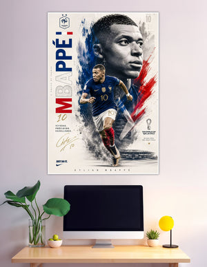 Kylian Mbappé France number 10 FIFA World Cup 2022 poster