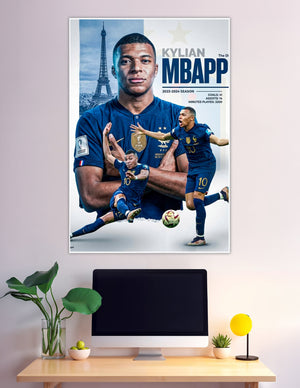 Kylian Mbappé France number 10 football poster 2023-2024
