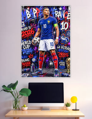Mbappé France number 10 graffiti World Cup 2026 poster