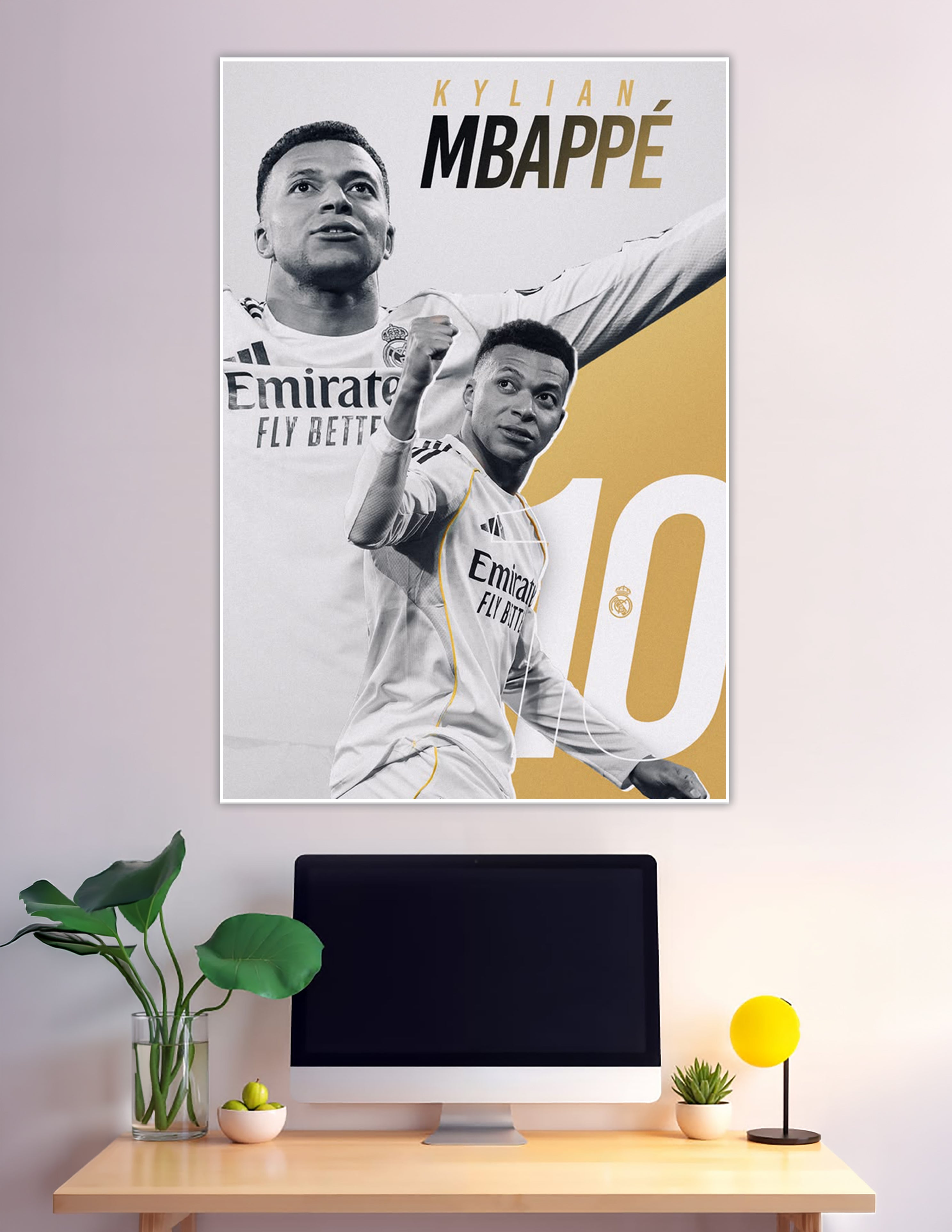 Kylian Mbappé Real Madrid number 10 football poster