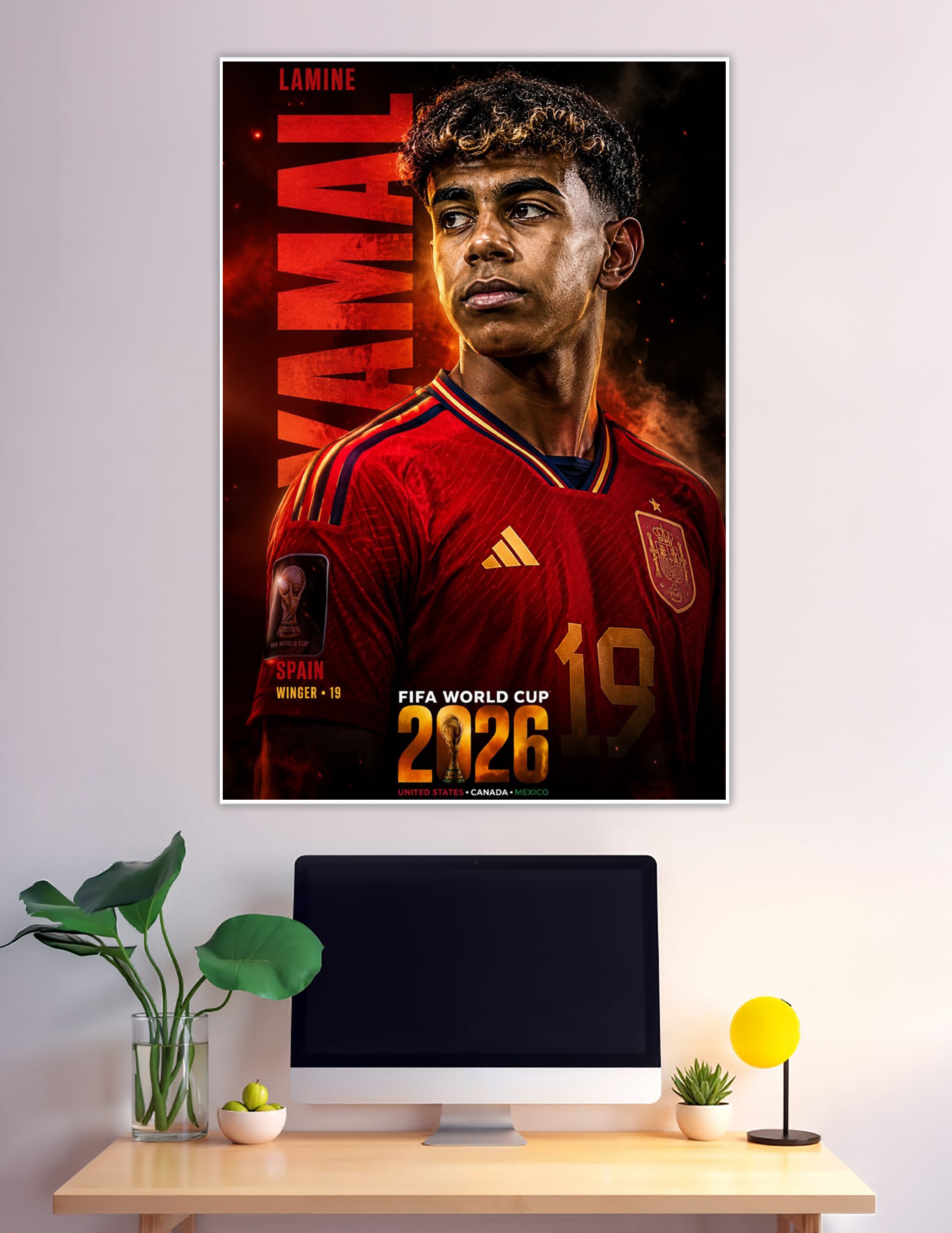 Lamine Yamal Spain number 19 FIFA World Cup 2026 poster