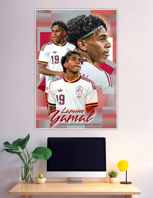 Lamine Yamal Spain number 19 football collage poster