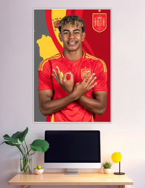 Spain national football team player portrait poster red kit