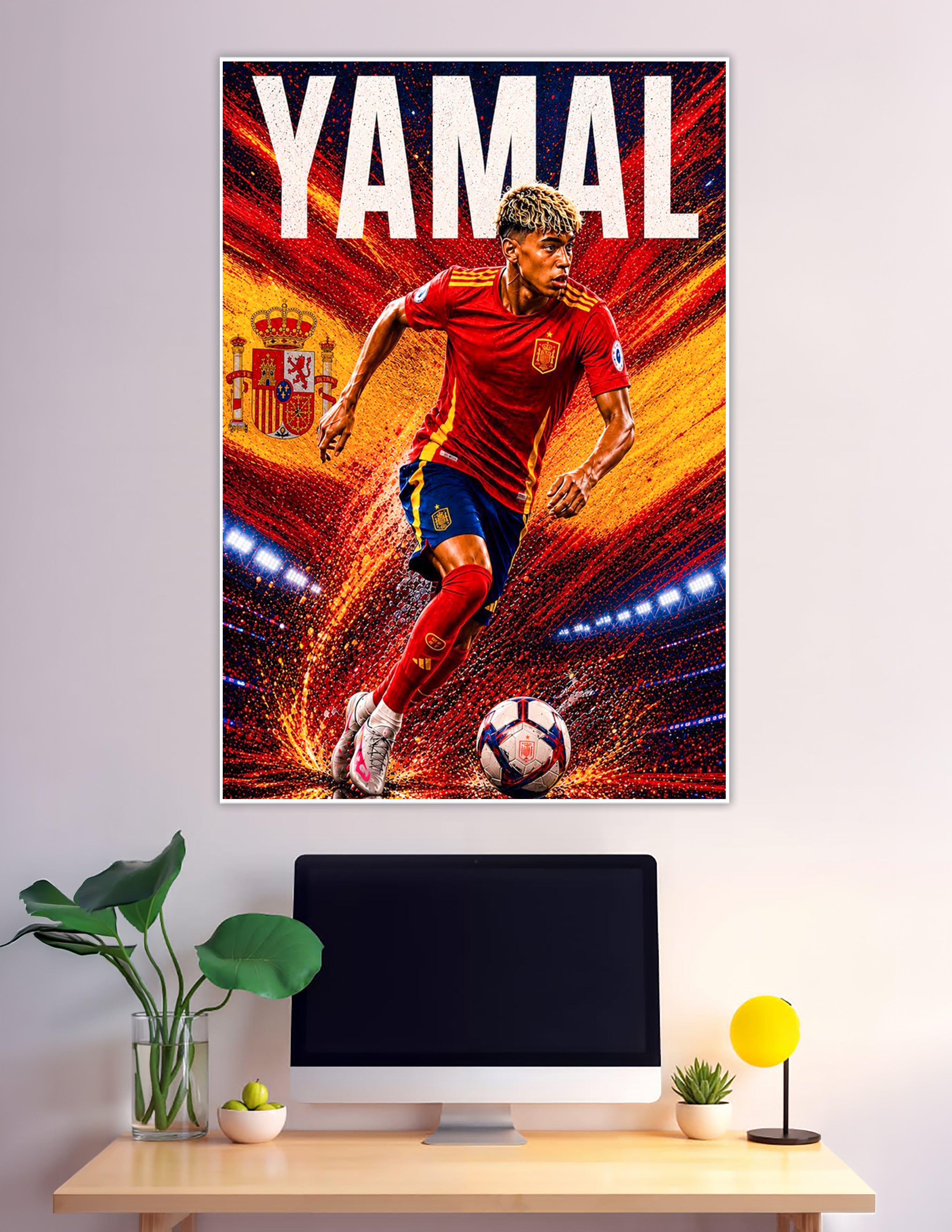 Lamine Yamal Spain national team football action poster