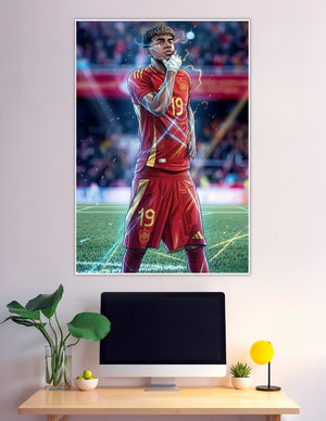 Anime illustration Spain football player number 19 electric lightning