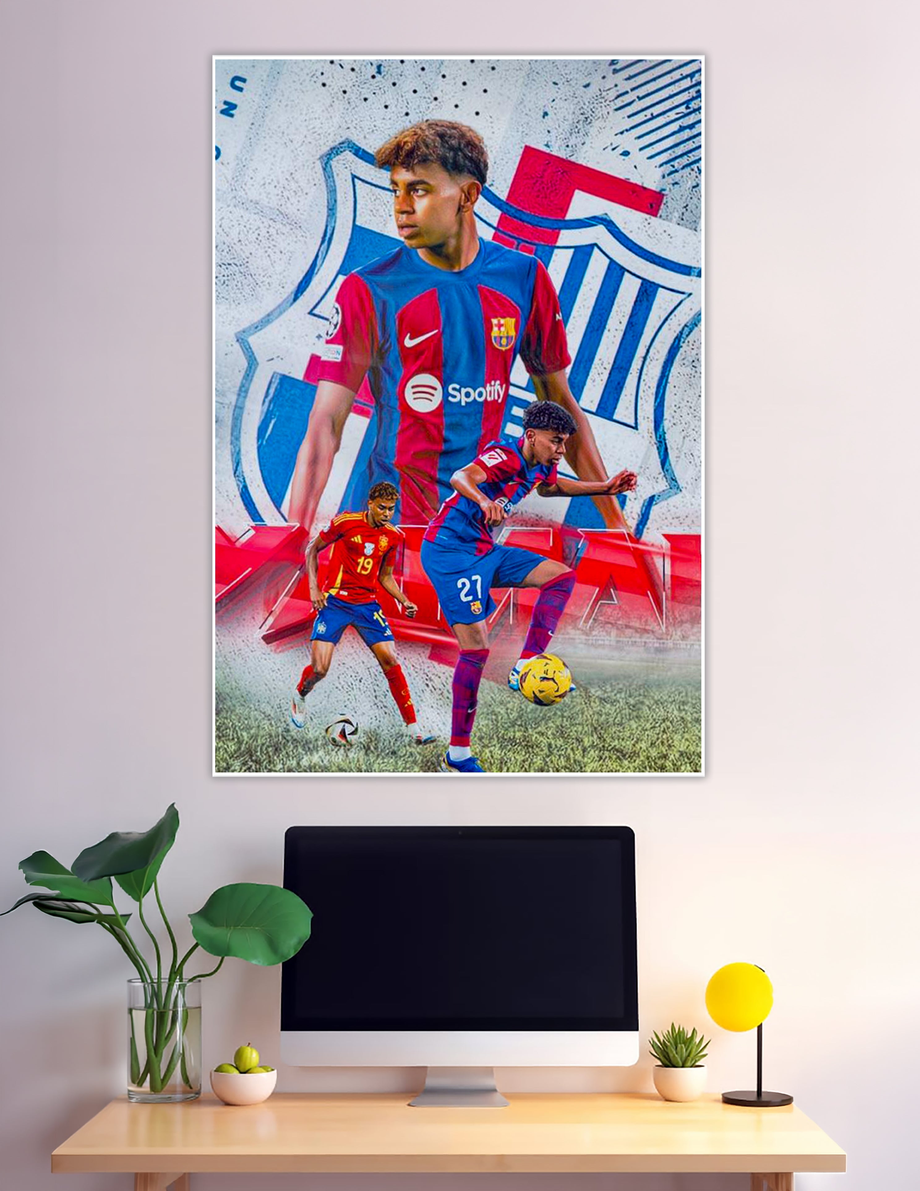 Lamine Yamal FC Barcelona multi-pose football action poster