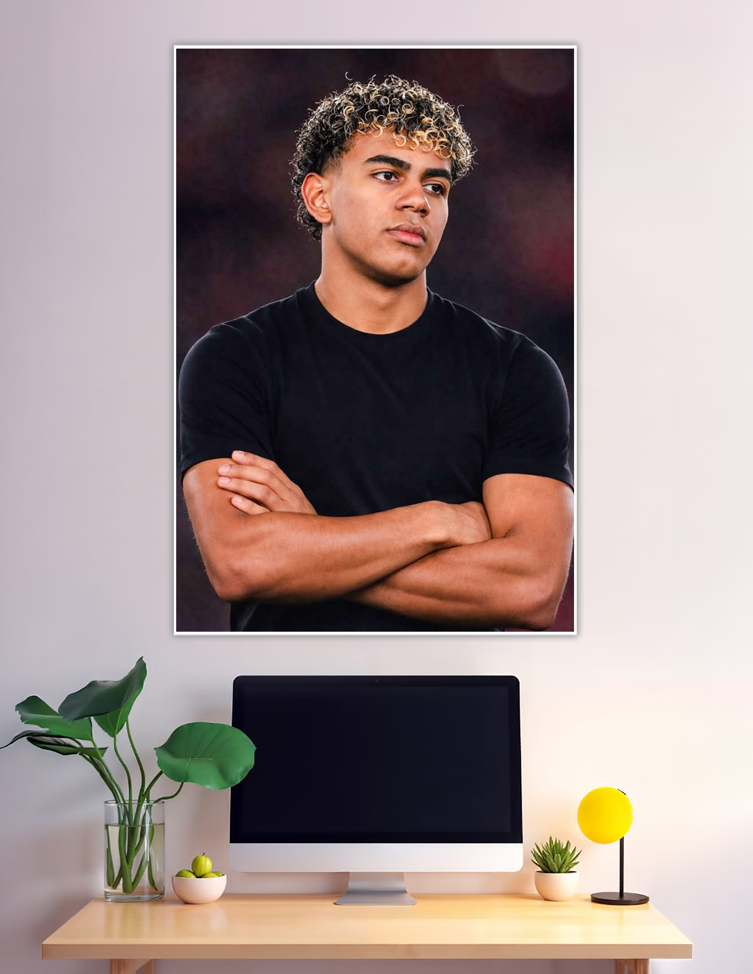 Confident young man arms crossed portrait poster print