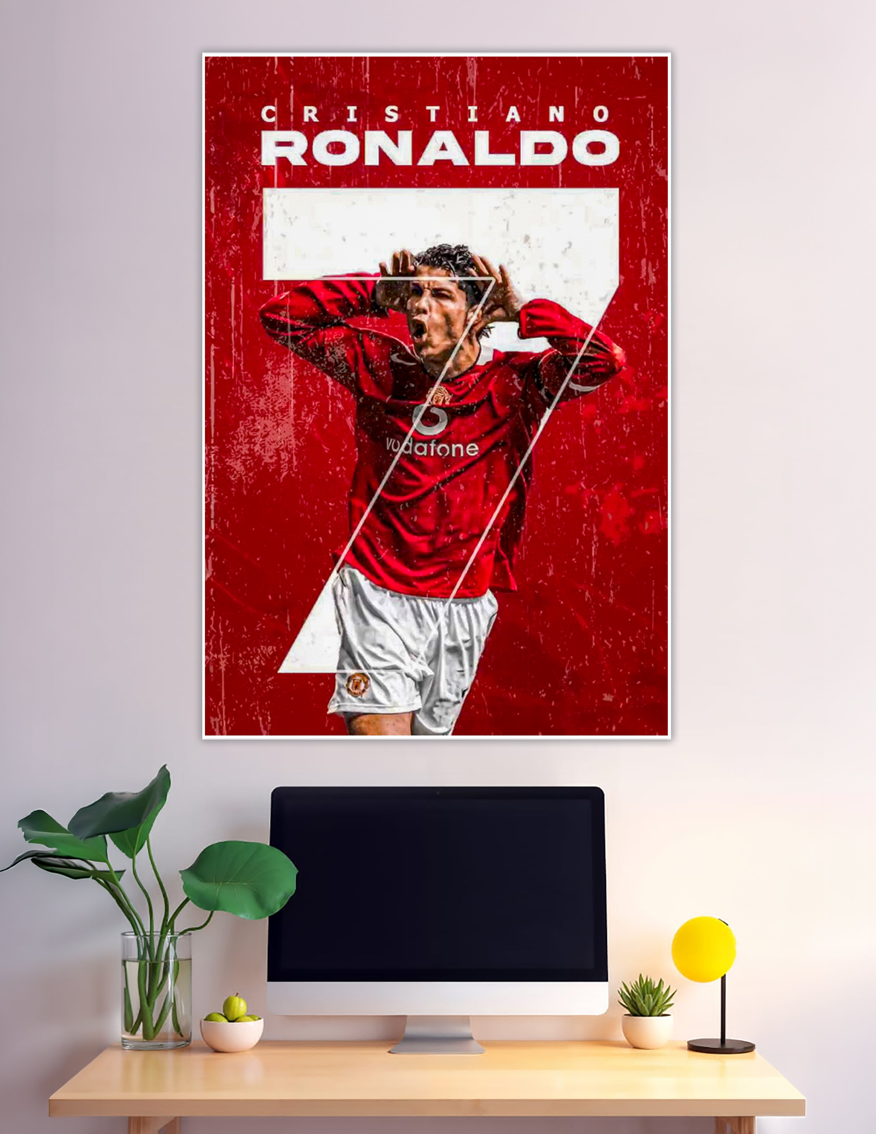 Cristiano Ronaldo Manchester United number 7 red poster