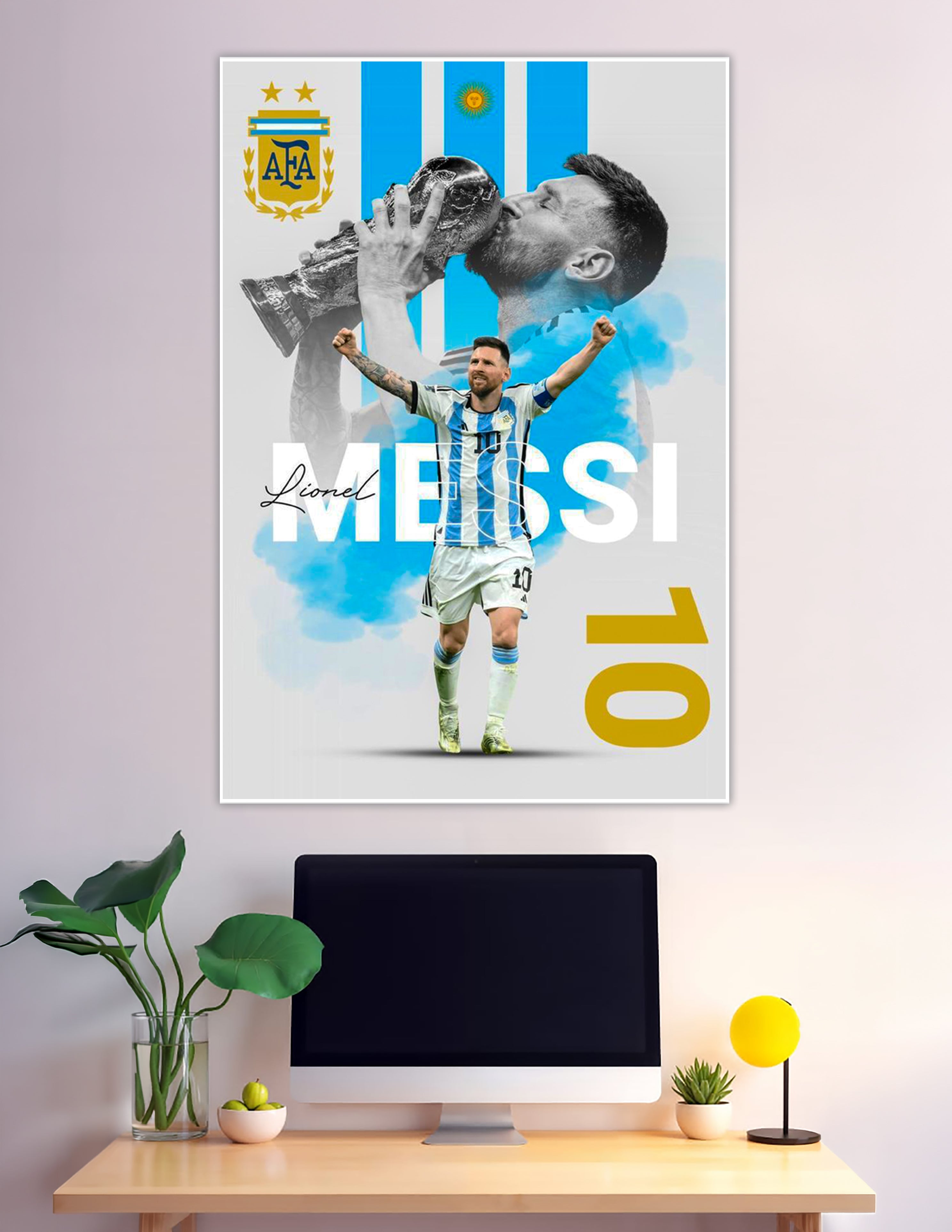 Lionel Messi Argentina World Cup champion celebration poster