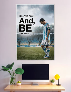 Football player number 10 in rain with motivational quote