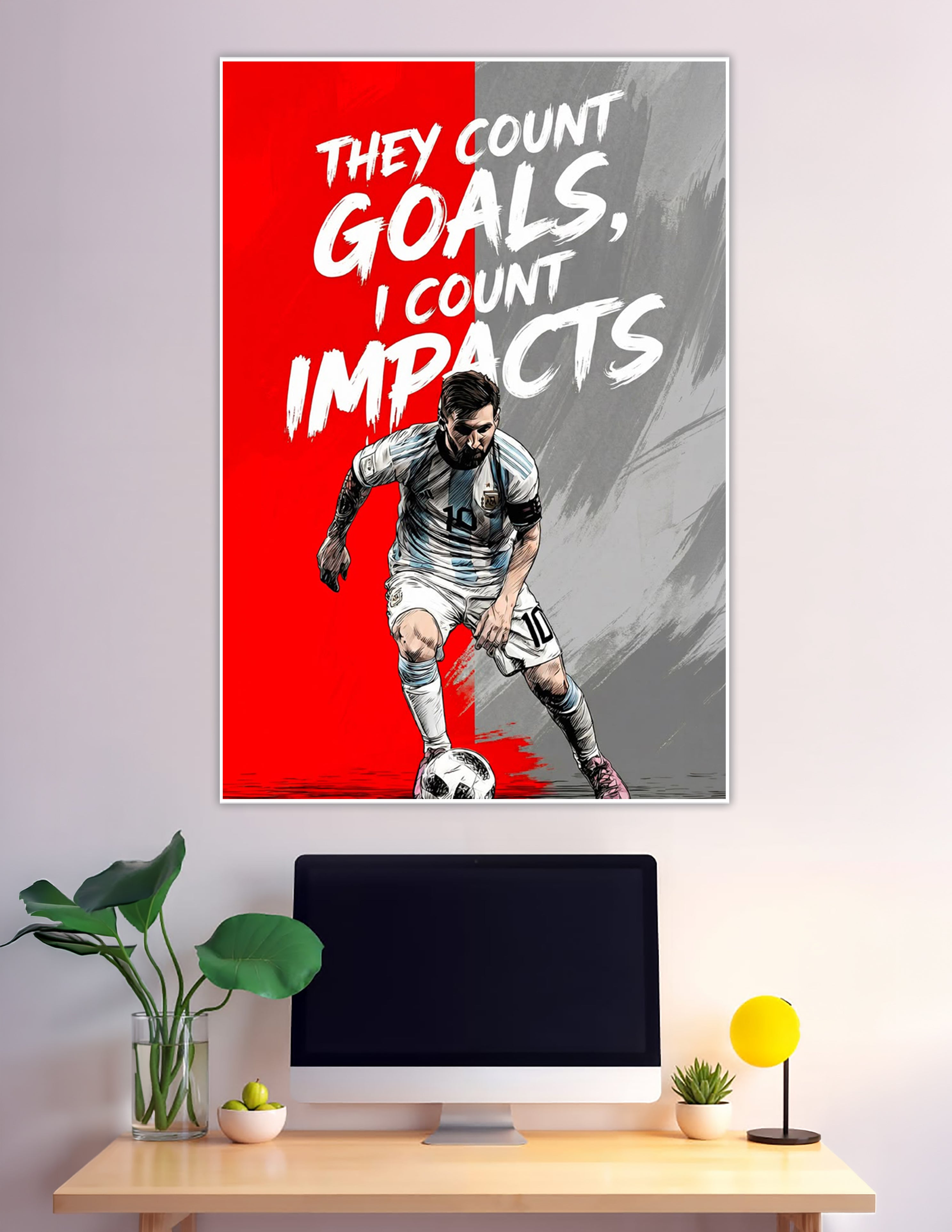 Illustrated soccer player number 10 motivational quote poster
