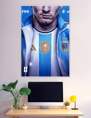 Argentina FIFA World Cup 2022 Champions jersey close-up poster