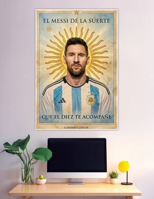 Messi Argentina vintage folk art sun poster