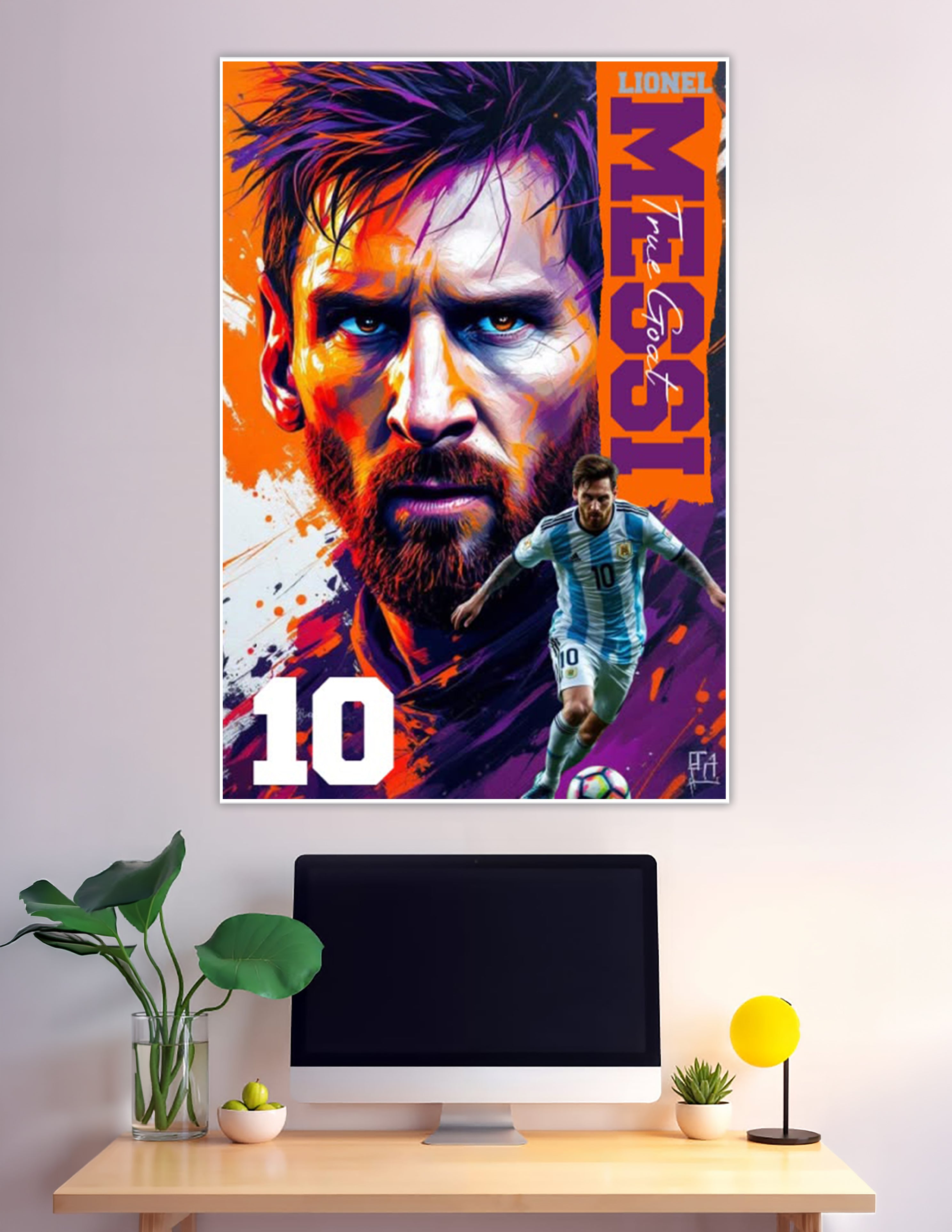 Lionel Messi True GOAT pop art poster number 10
