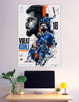 Virat Kohli Team India jersey 18 cricket sports poster