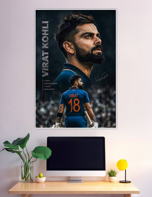 Virat Kohli India cricket jersey number 18 poster