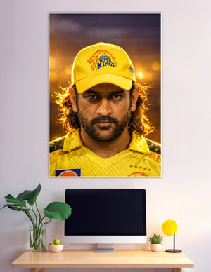 CSK Chennai Super Kings cricket player intense portrait poster