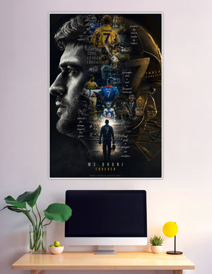 MS Dhoni Forever cinematic tribute cricket collage poster