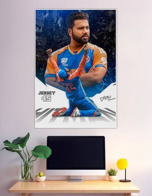 Rohit Sharma Jersey 45 India T20 World Cup cricket poster