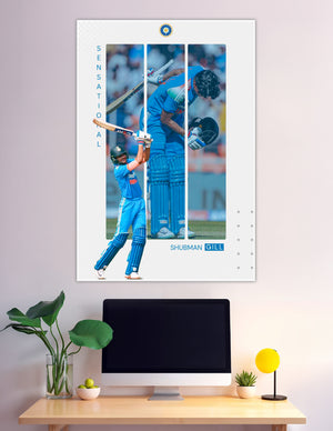 Shubman Gill batting action Team India cricket poster