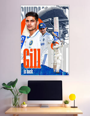 Shubman Gill India cricket test match sports poster