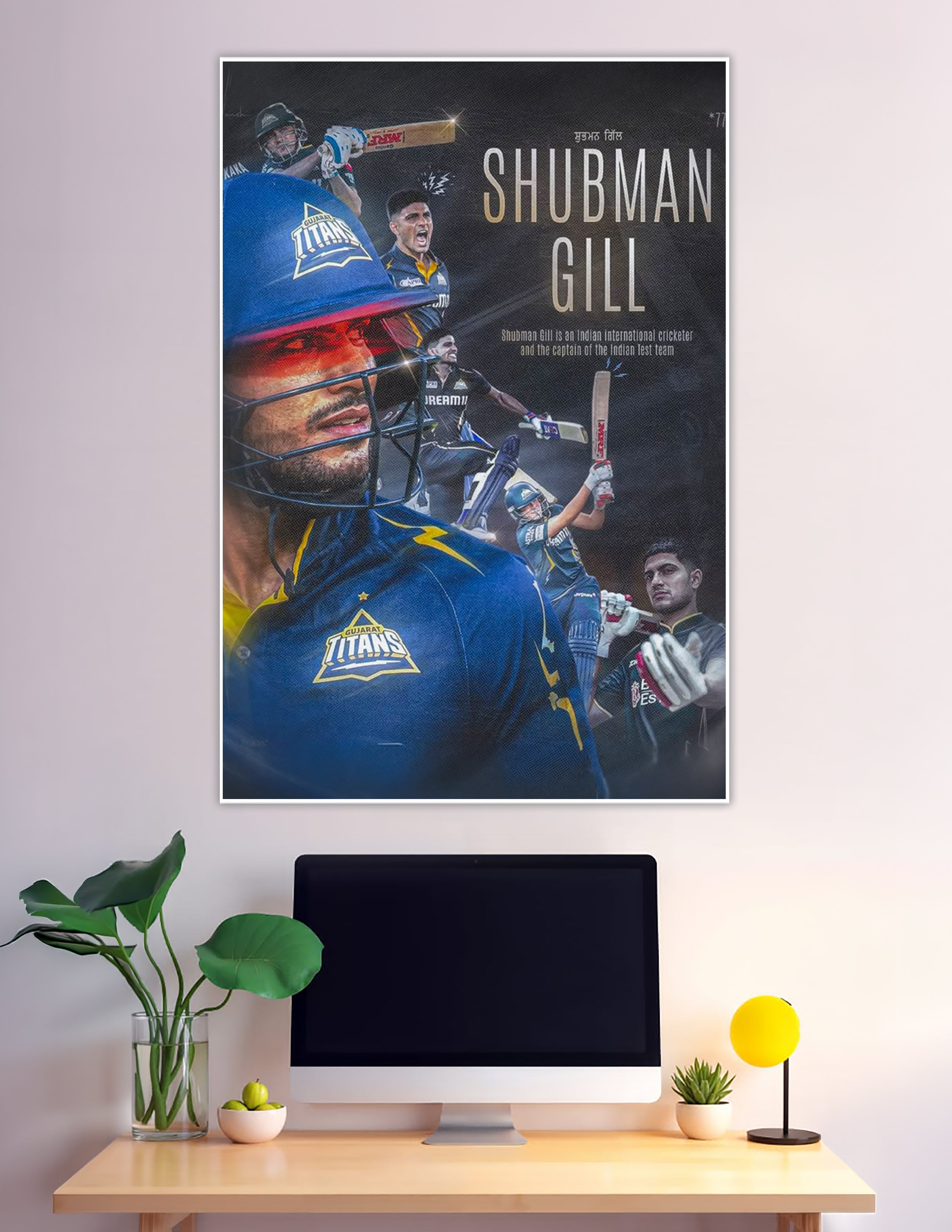 Shubman Gill Gujarat Titans IPL cricket action collage poster