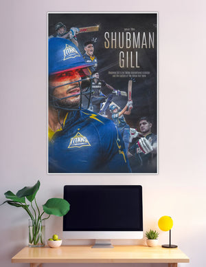 Shubman Gill Gujarat Titans IPL cricket action collage poster