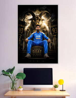 Jasprit Bumrah GOAT throne poster India cricket number 93